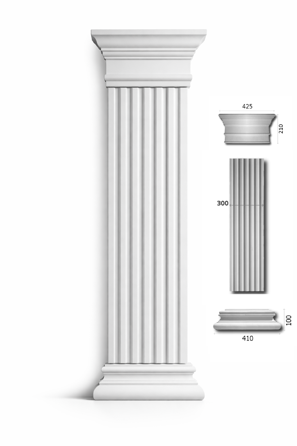 Pilaster Komplettset X7 – Schaft PLE-30, Kapitell KE-30d & Sockel BEK-30 | Gipsstuck Innen