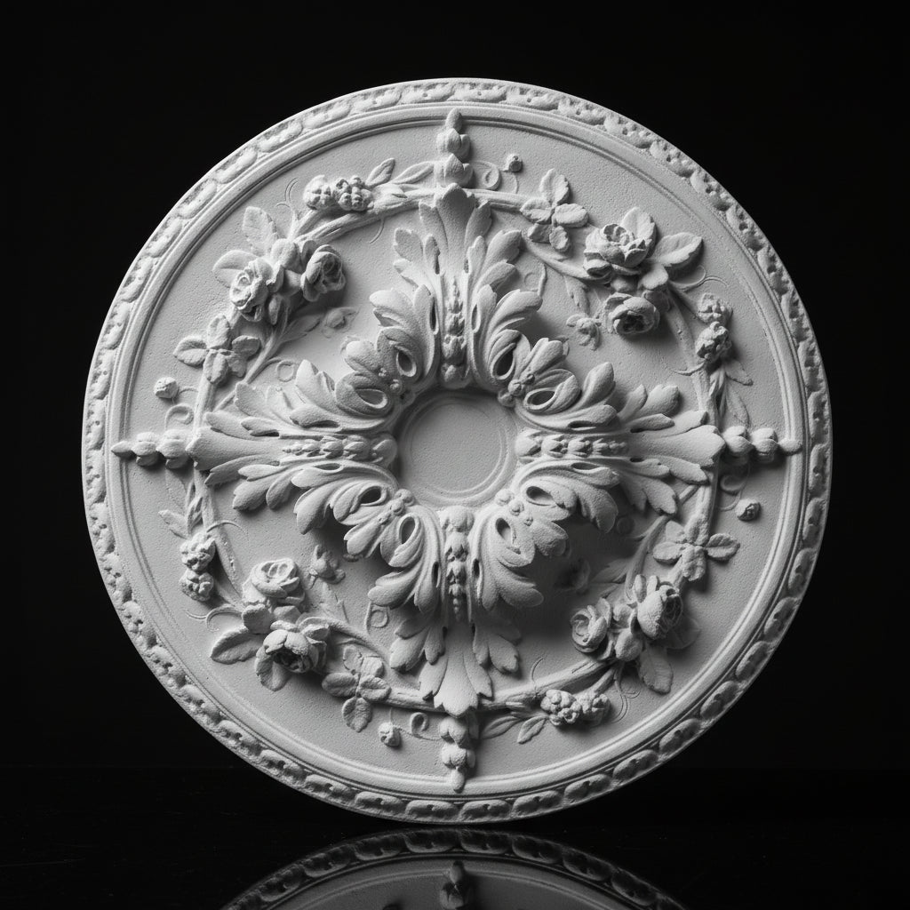 Stuck Rosette R-51 – Eichenlaub-Deckenrosette aus Gips Ø 610 mm