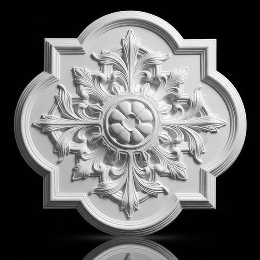 Stuck Rosette R-17 – Vierpass-Deckenrosette aus Gips 790 × 760 mm