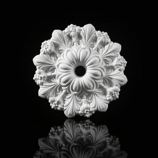 Stuck Rosette R-28 – Blumen-Deckenrosette aus Gips Ø 330 mm