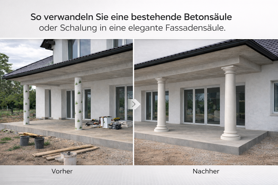 Betonsäule verkleiden – aus Betonstütze eine elegante Fassadensäule machen