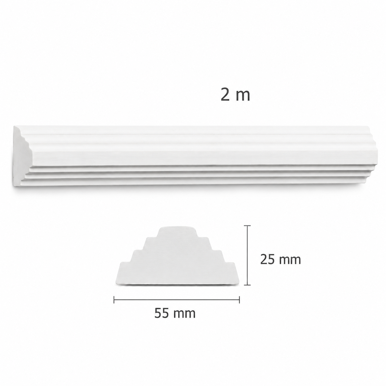 Stuckleiste LP-25 – Wandleiste aus Gips 55x25 mm
