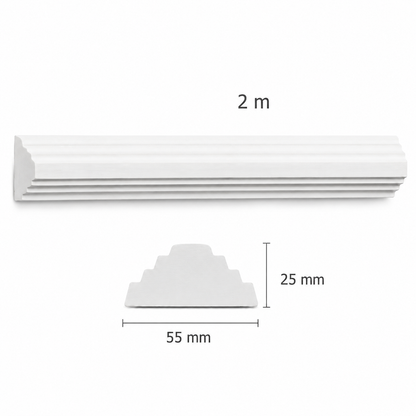 Stuckleiste LP-25 – Wandleiste aus Gips 55x25 mm