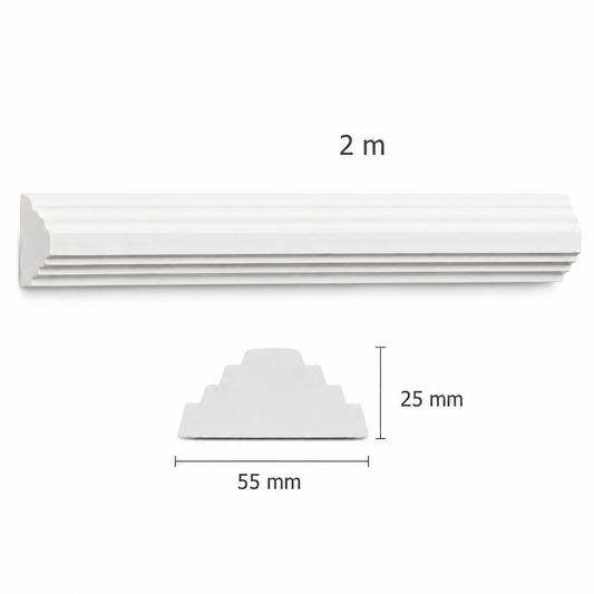 Stuckleiste LP-25 – Wandleiste aus Gips 55x25 mm