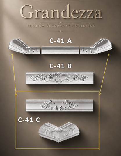 Stuckleiste C-41 A Grandezza – Deckenleiste aus Gips 170x178 mm