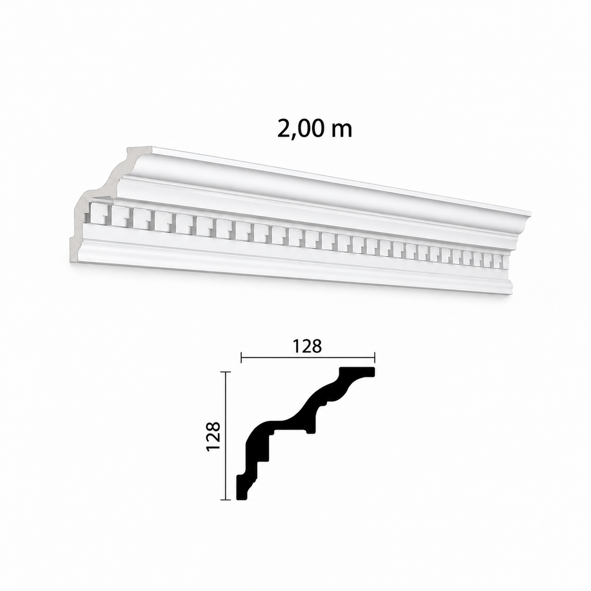Stuckleiste C-42 – Deckenleiste aus Gips 128x128 mm