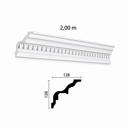 Stuckleiste C-42 – Deckenleiste aus Gips 128x128 mm