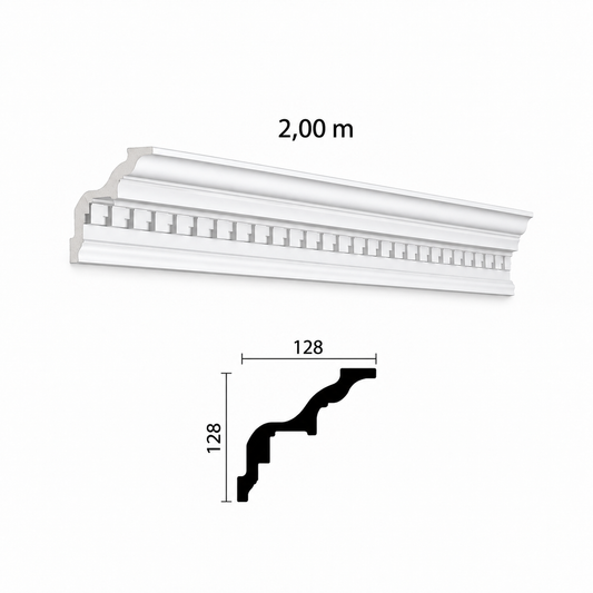 Stuckleiste C-42 – Deckenleiste aus Gips 128x128 mm