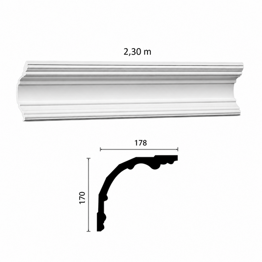 Stuckleiste C-41 A Grandezza – Deckenleiste aus Gips 170x178 mm