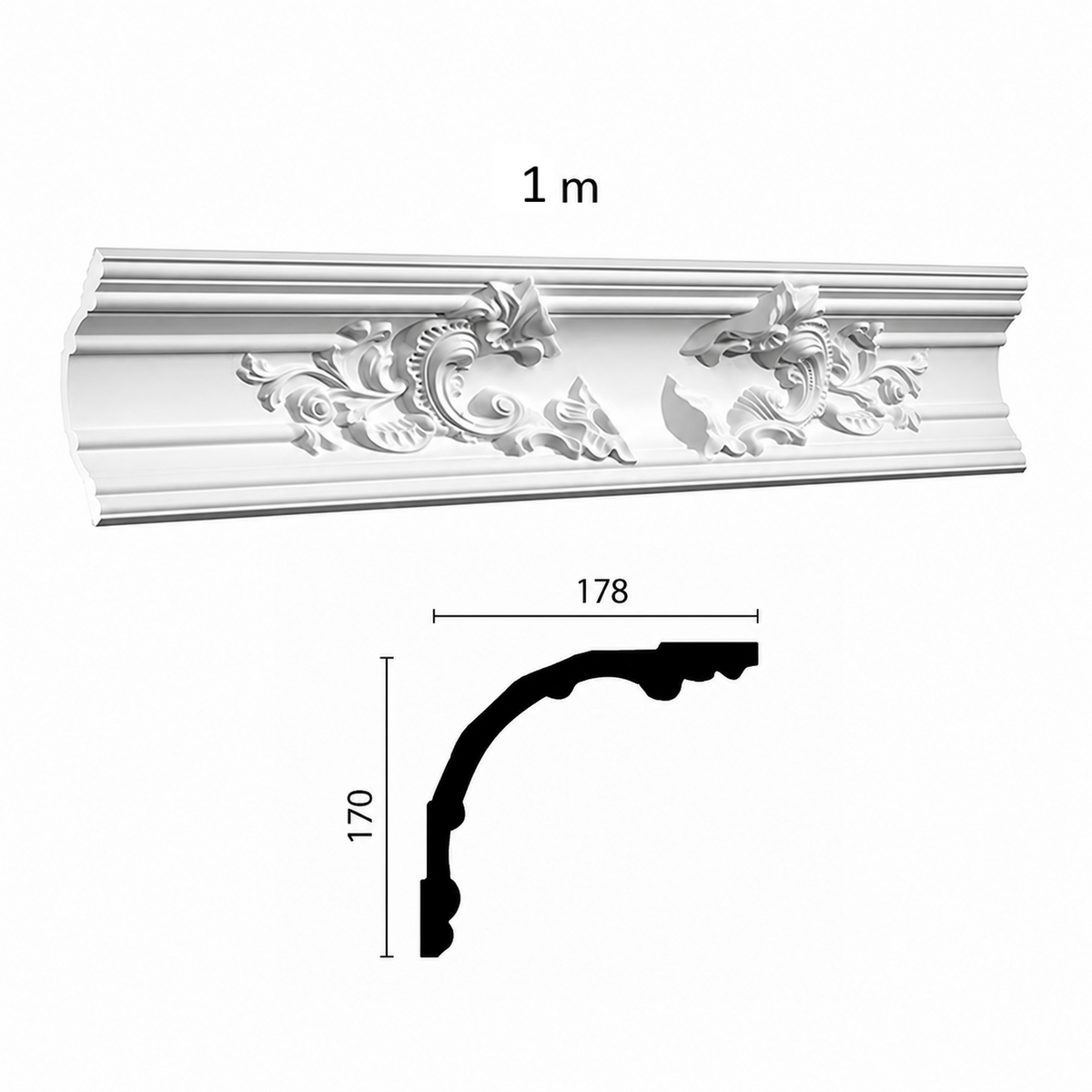 Stuckleiste C-41 C Grandezza – Gehrungsleiste aus Gips 170x178 mm