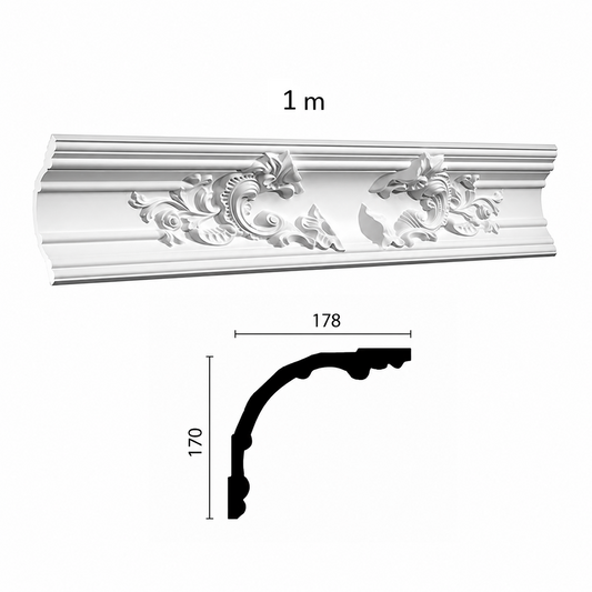Stuckleiste C-41 C Grandezza – Gehrungsleiste aus Gips 170x178 mm