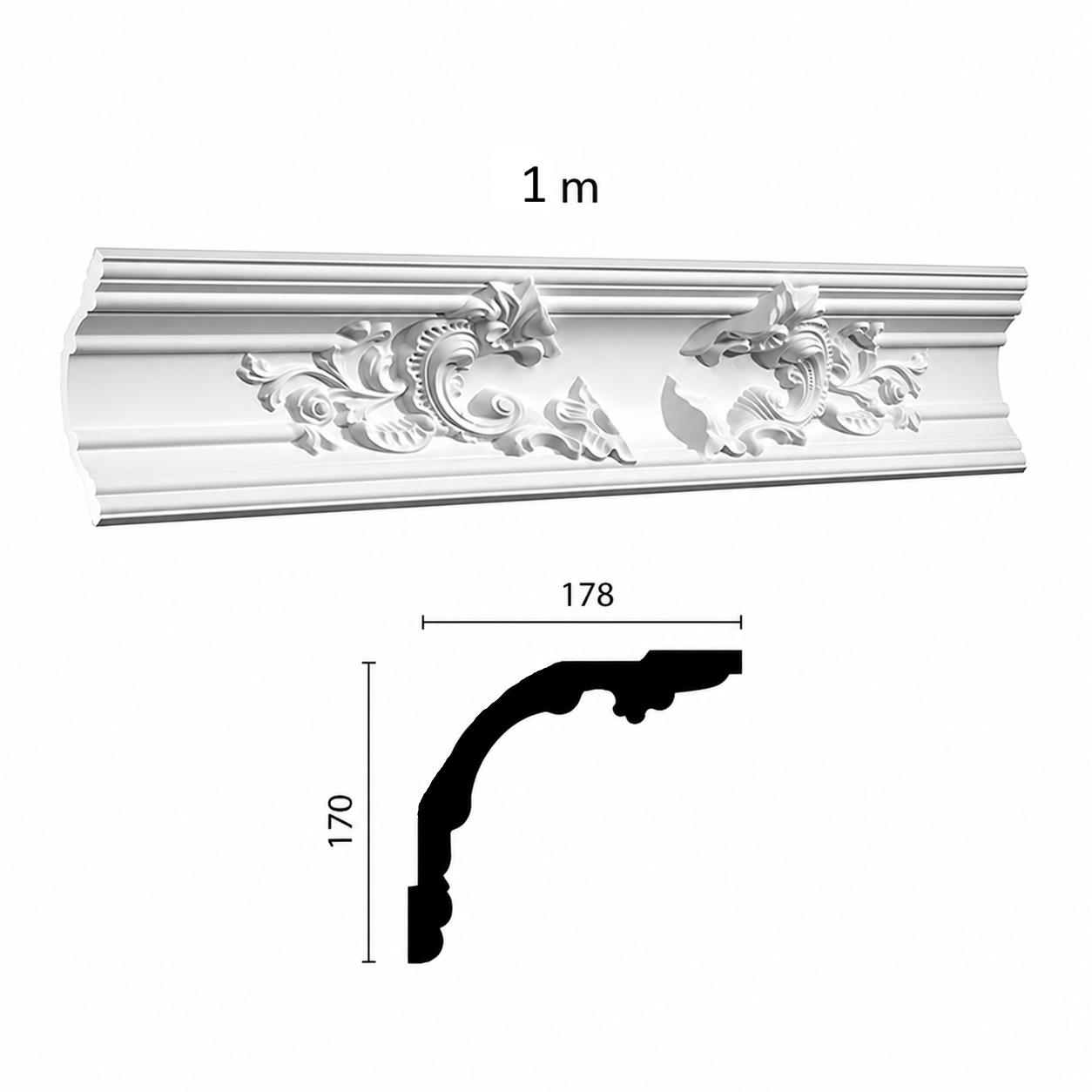 Stuckleiste C-41 C Grandezza – Gehrungsleiste aus Gips 170x178 mm