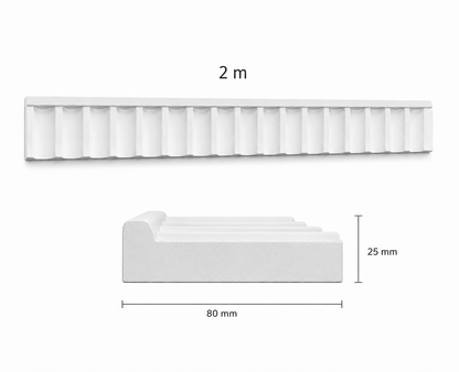 Stuckleiste LP-27A – Wandleiste aus Gips 80x25 mm