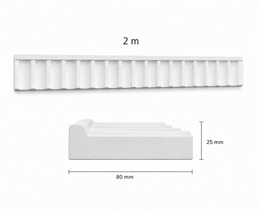 Stuckleiste LP-27A – Wandleiste aus Gips 80x25 mm