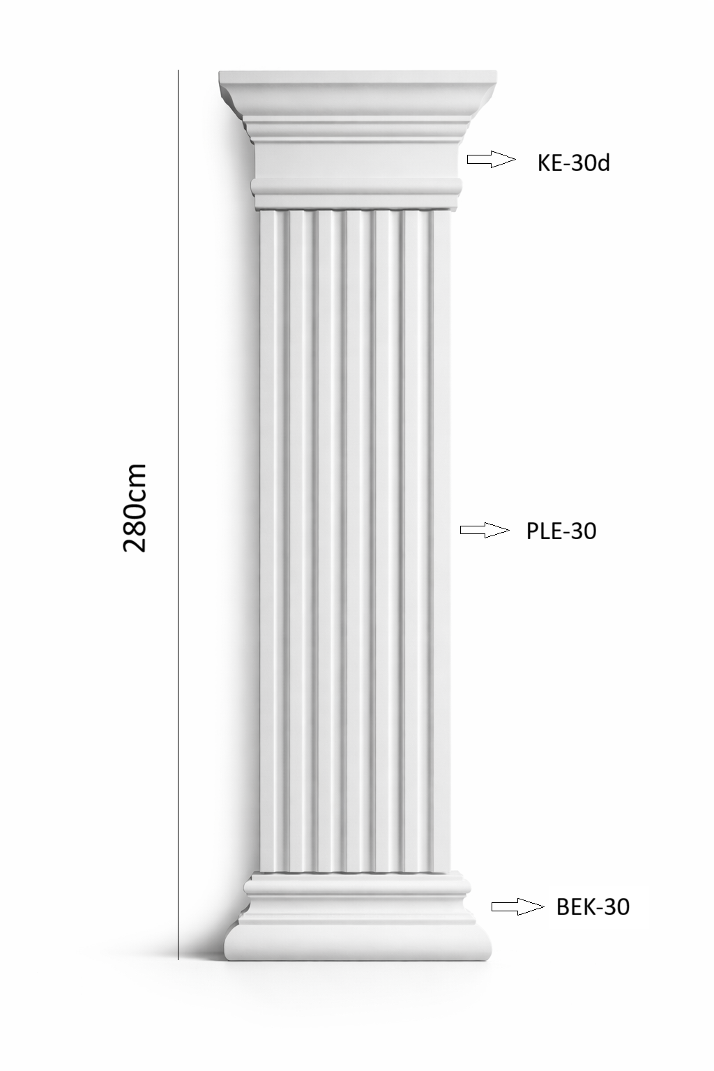Pilaster Komplettset X7 – Schaft PLE-30, Kapitell KE-30d & Sockel BEK-30 | Gipsstuck Innen
