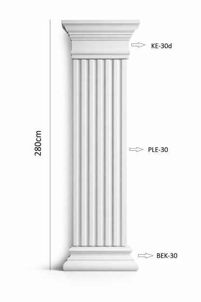 Pilaster Komplettset X7 – Schaft PLE-30, Kapitell KE-30d & Sockel BEK-30 | Gipsstuck Innen