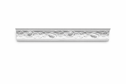 Stuckleiste C-12 – Deckenleiste aus Gips 95x80 mm Rosenornament