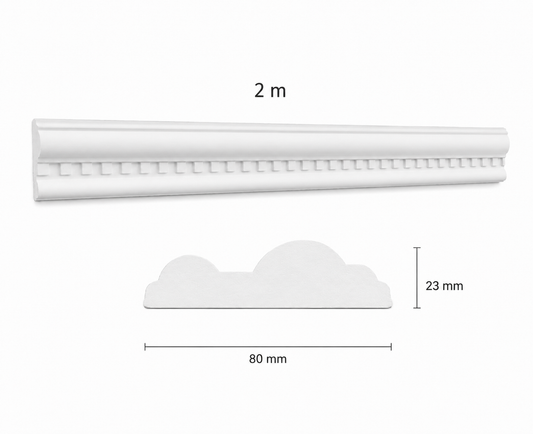 Stuckleiste LP-28 – Wandleiste aus Gips 80x23 mm