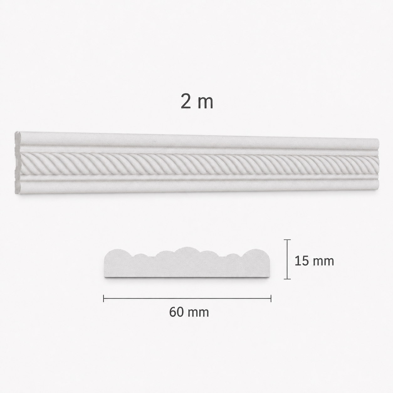 Stuckleiste LP-26 – Wandleiste aus Gips 60x15 mm