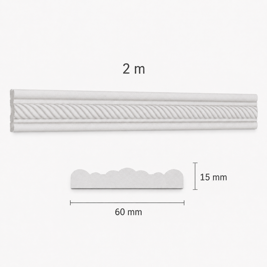 Stuckleiste LP-26 – Wandleiste aus Gips 60x15 mm