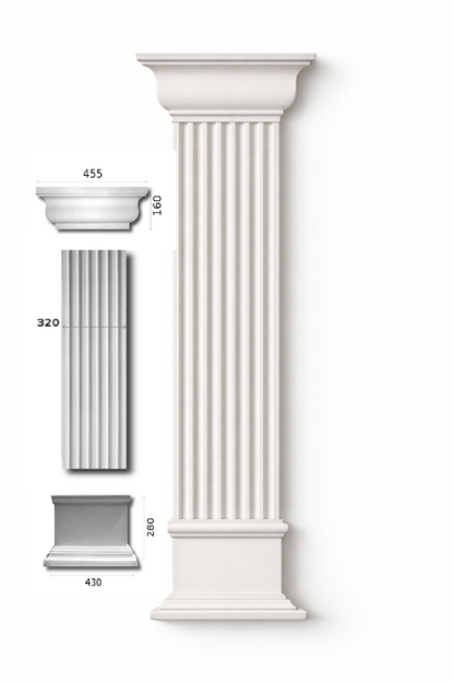 Pilaster Komplettset X5 – Schaft PL-2, Kapitell GP-2 (320) & Sockel BP-2 | Gipsstuck Innen