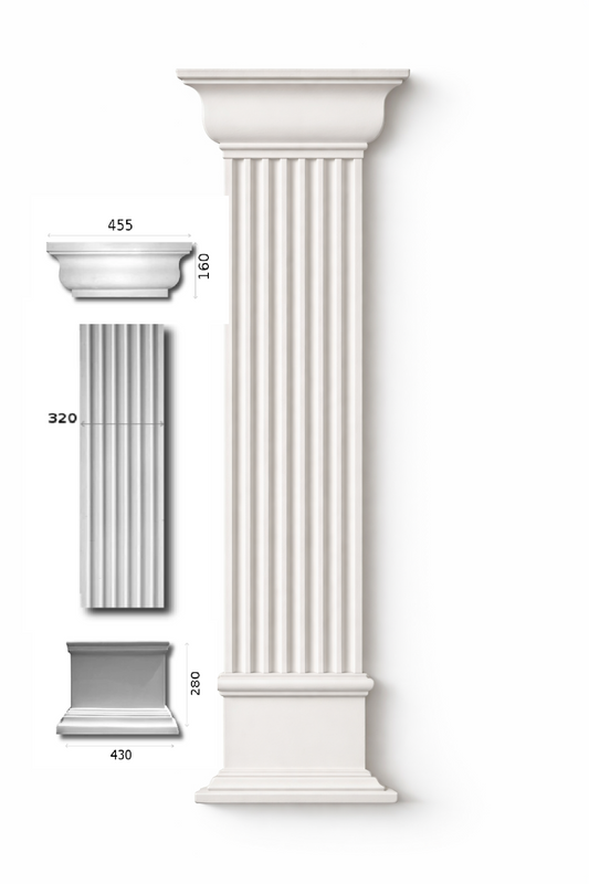 Pilaster Komplettset X5 – Schaft PL-2, Kapitell GP-2 (320) & Sockel BP-2 | Gipsstuck Innen