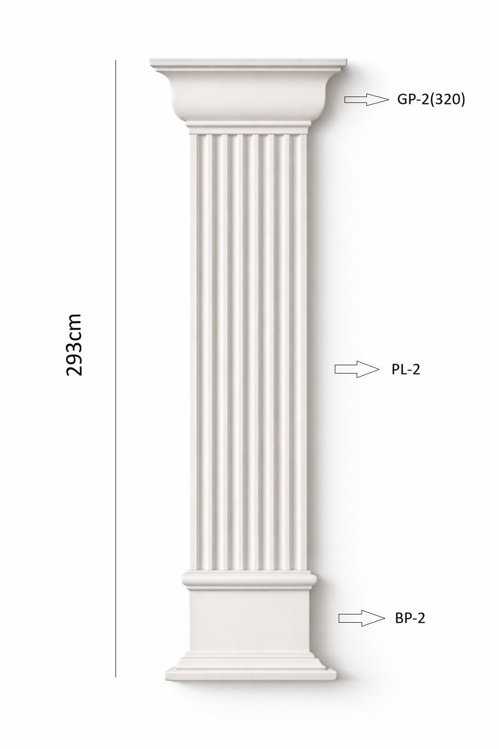 Pilaster Komplettset X5 – Schaft PL-2, Kapitell GP-2 (320) & Sockel BP-2 | Gipsstuck Innen
