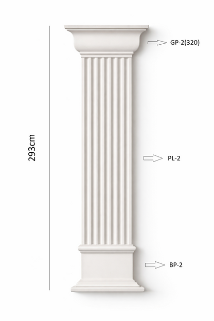 Pilaster Komplettset X5 – Schaft PL-2, Kapitell GP-2 (320) & Sockel BP-2 | Gipsstuck Innen