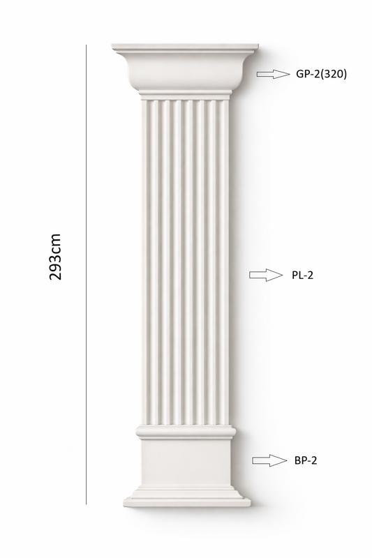 Pilaster Komplettset X5 – Schaft PL-2, Kapitell GP-2 (320) & Sockel BP-2 | Gipsstuck Innen