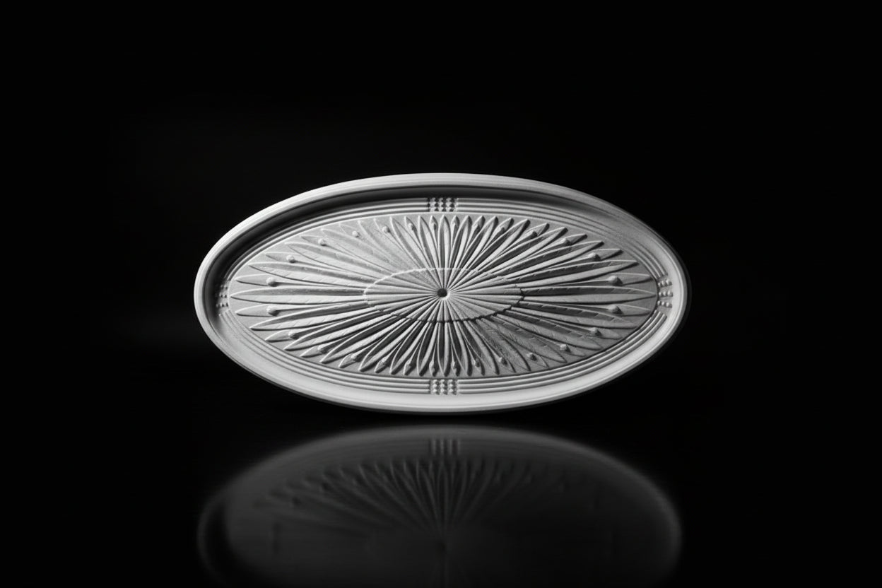 Stuck Rosette R-15 – Ovale Strahlenrosette aus Gips 930 × 450 mm