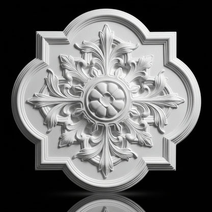 Stuck Rosette R-17 – Vierpass-Deckenrosette aus Gips 790 × 760 mm