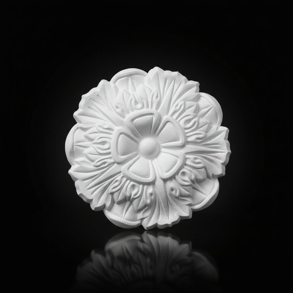 Stuck Rosette R-19 – Blumenrosette aus Gips Ø 245 mm