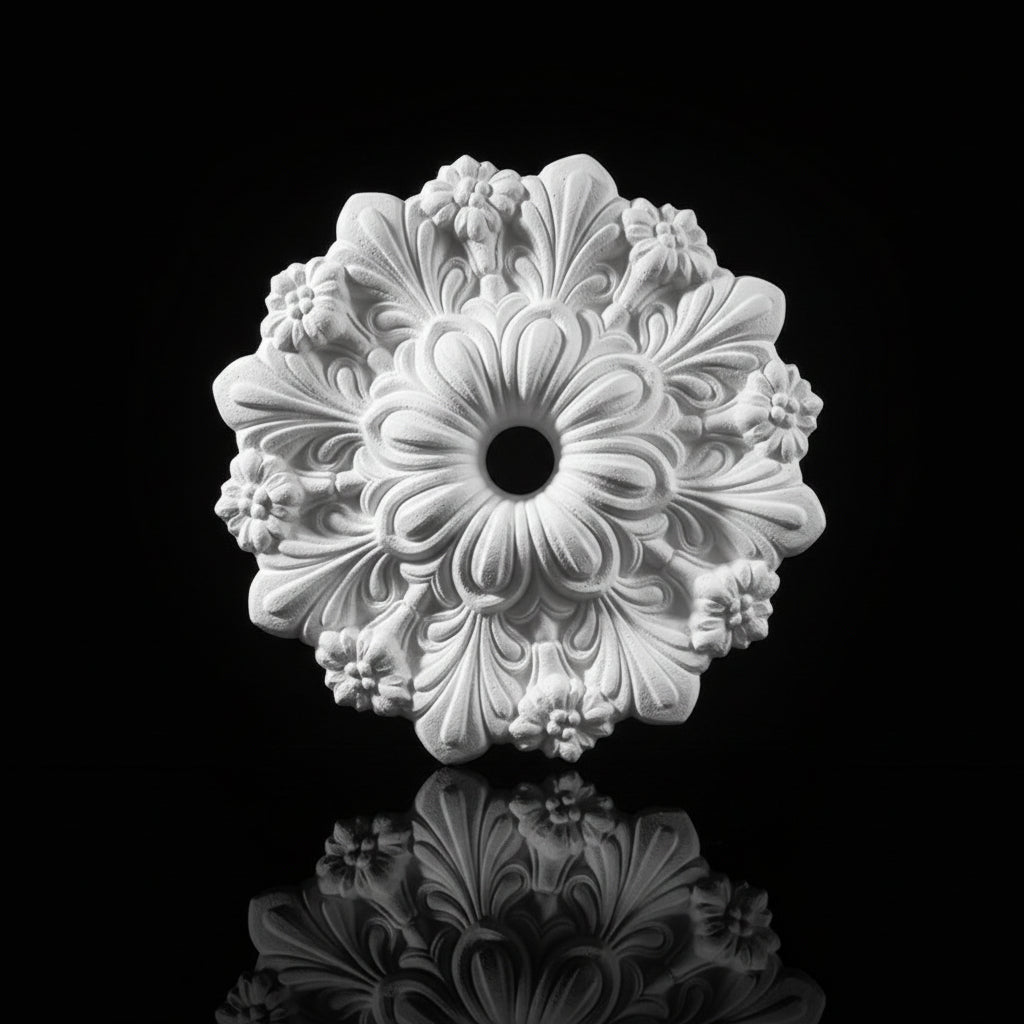 Stuck Rosette R-28 – Blumen-Deckenrosette aus Gips Ø 330 mm