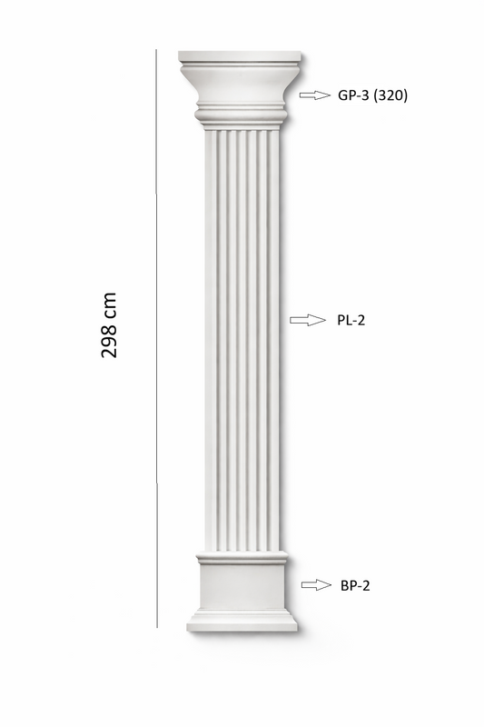 Pilaster Komplettset X6 – Schaft PL-2, Kapitell GP-3 (320) & Sockel BP-2 | Gipsstuck Innen
